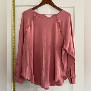Lauren Conrad Pink Shirt with subtle ruffles